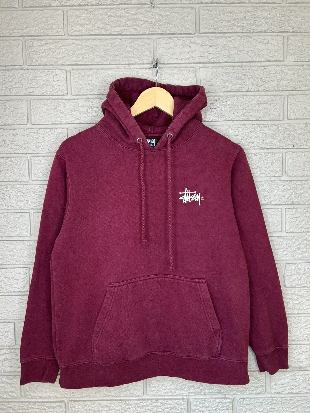 Stussy Stussy Maroon Basic C Pullover Logo Hoodie Size US S / EU 44-46 / 1 - 1 Thumbnail