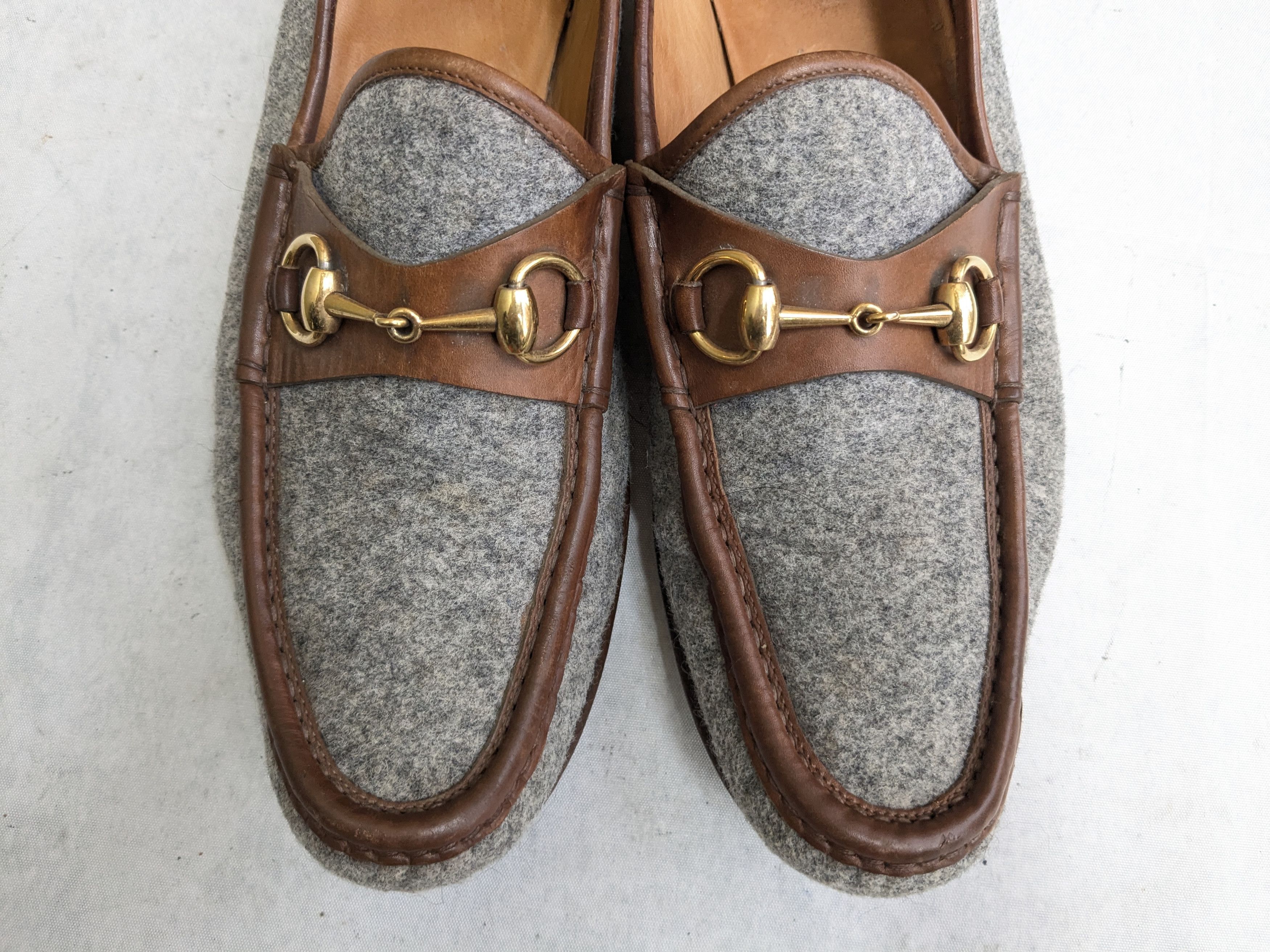 Gucci Gucci Horsebit Loafers Brown Leather Gray Wool 10 Size US 10 / EU 43 - 3 Thumbnail
