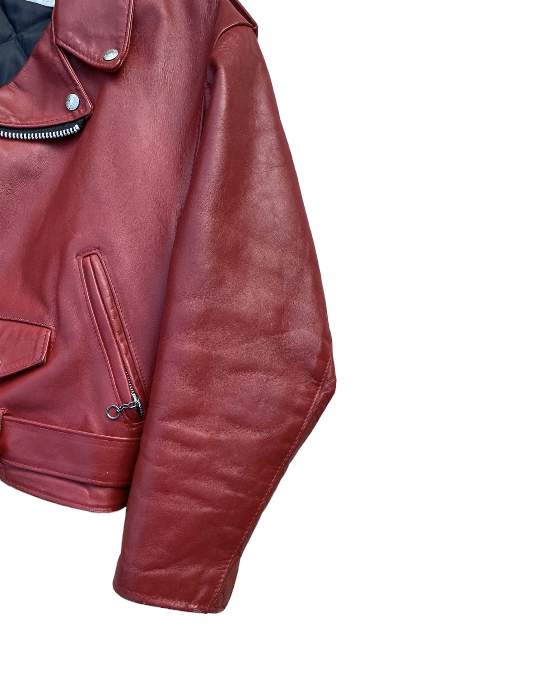 Schott Cropped Oversize Red Schott Perfecto Vintage Biker Jacket Size XL / US 12-14 / IT 48-50 - 4 Thumbnail