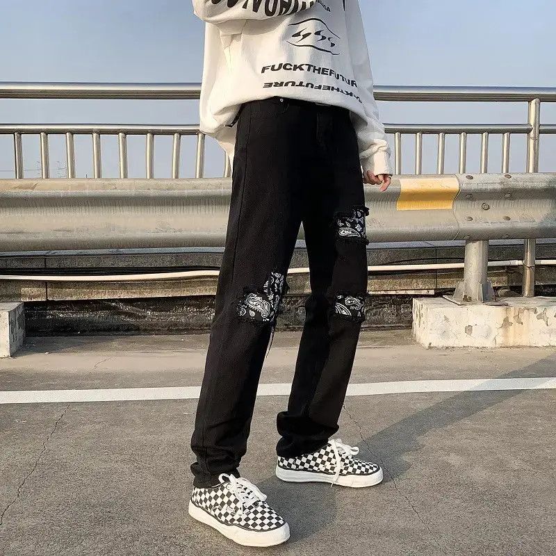 Japanese Brand Black ripped high street jeans Size US 32 / EU 48 - 1 Thumbnail