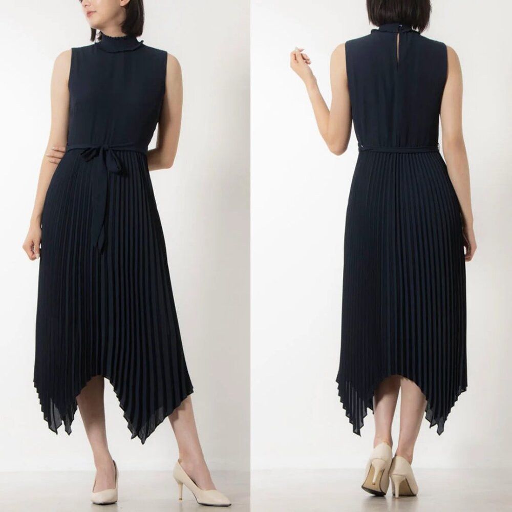 NWT New $188 Nanette Lepore Navy Sleeveless Pleated Skirt D