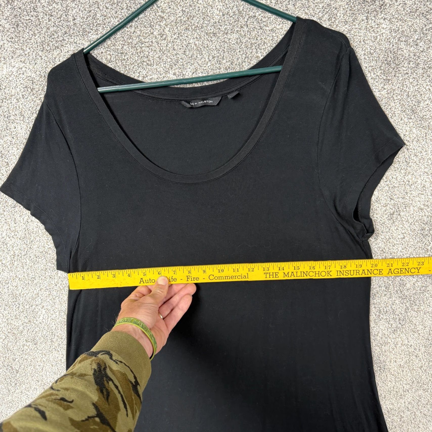 Vintage H by Halston Dress T-Shirt Dress Hi-Low Hem Black L Womens Short Sleeve Scoop Neck Jersey Stretch Casual Maxi Length Size L / US 10 / IT 46 - 2 Thumbnail