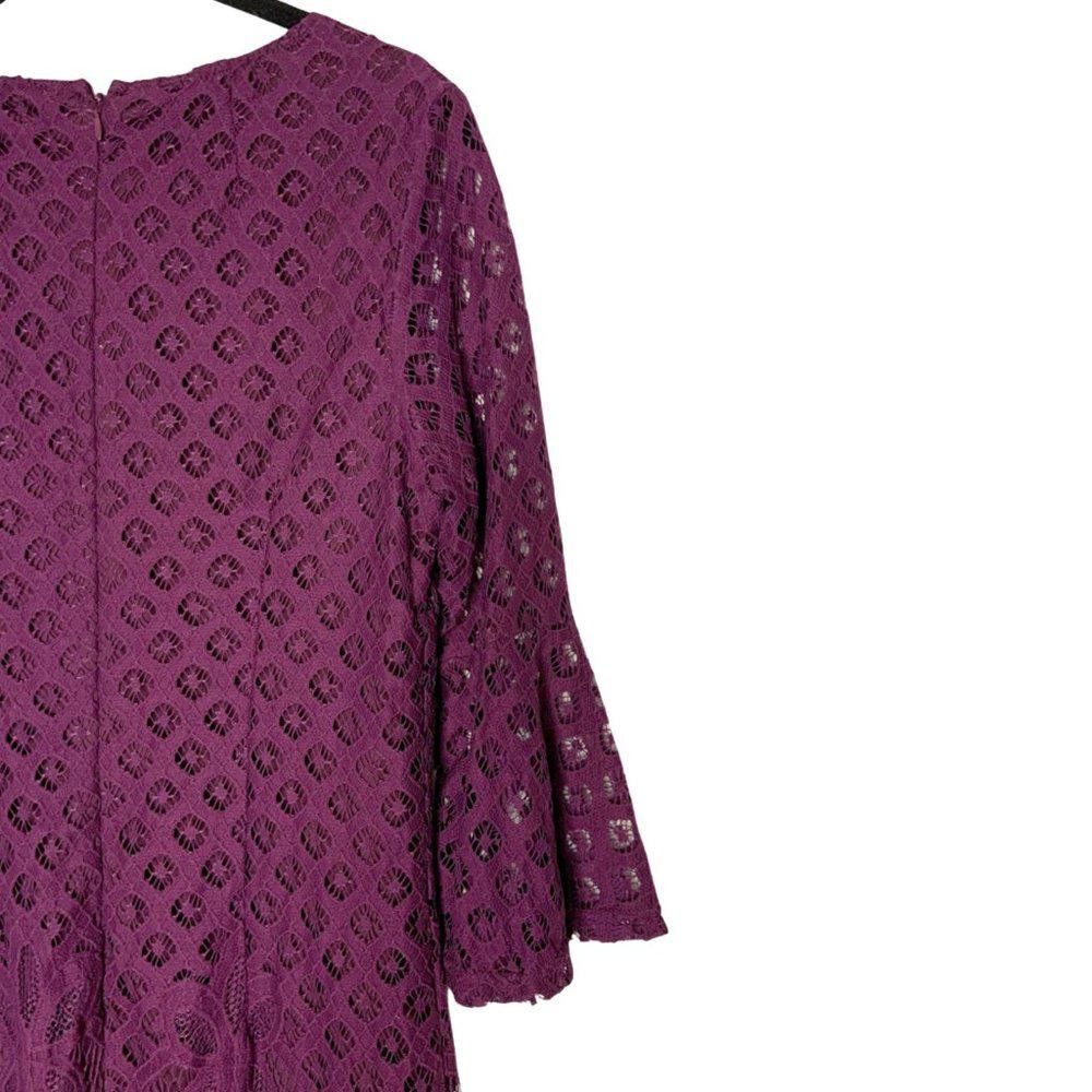 Designer Sharagano Women's Lace Dress - Elegant Purple Size M / US 6-8 / IT 42-44 - 3 Thumbnail