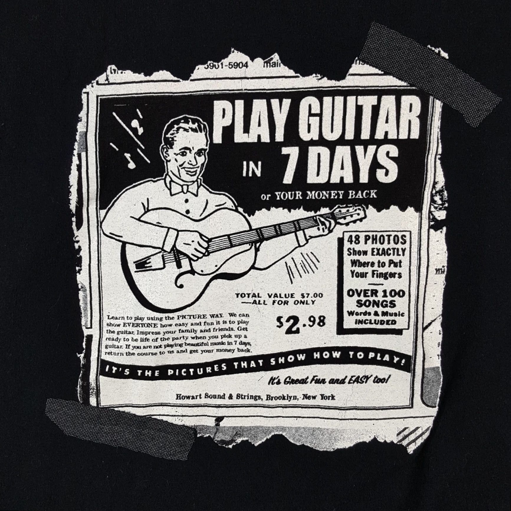 Vintage Vintage 90s Guitar Cartoon Comic Ad Men's XL T-Shirt Black Music Band Rock Retro Size US XL / EU 56 / 4 - 3 Thumbnail