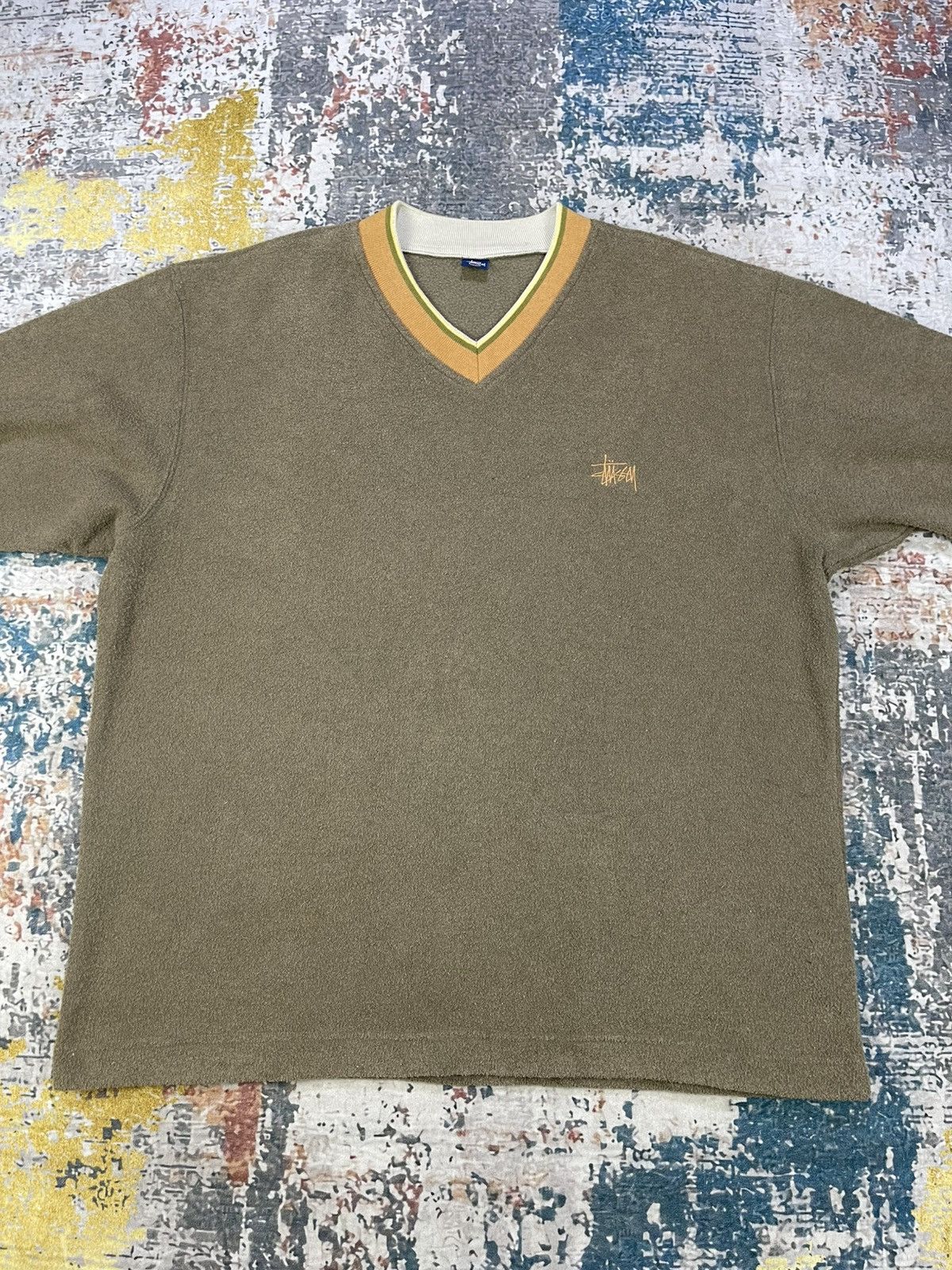 Stussy Vtg 90s Stussy V-Neck Pull Over Sweatshirt Size US XL / EU 56 / 4 - 5 Thumbnail
