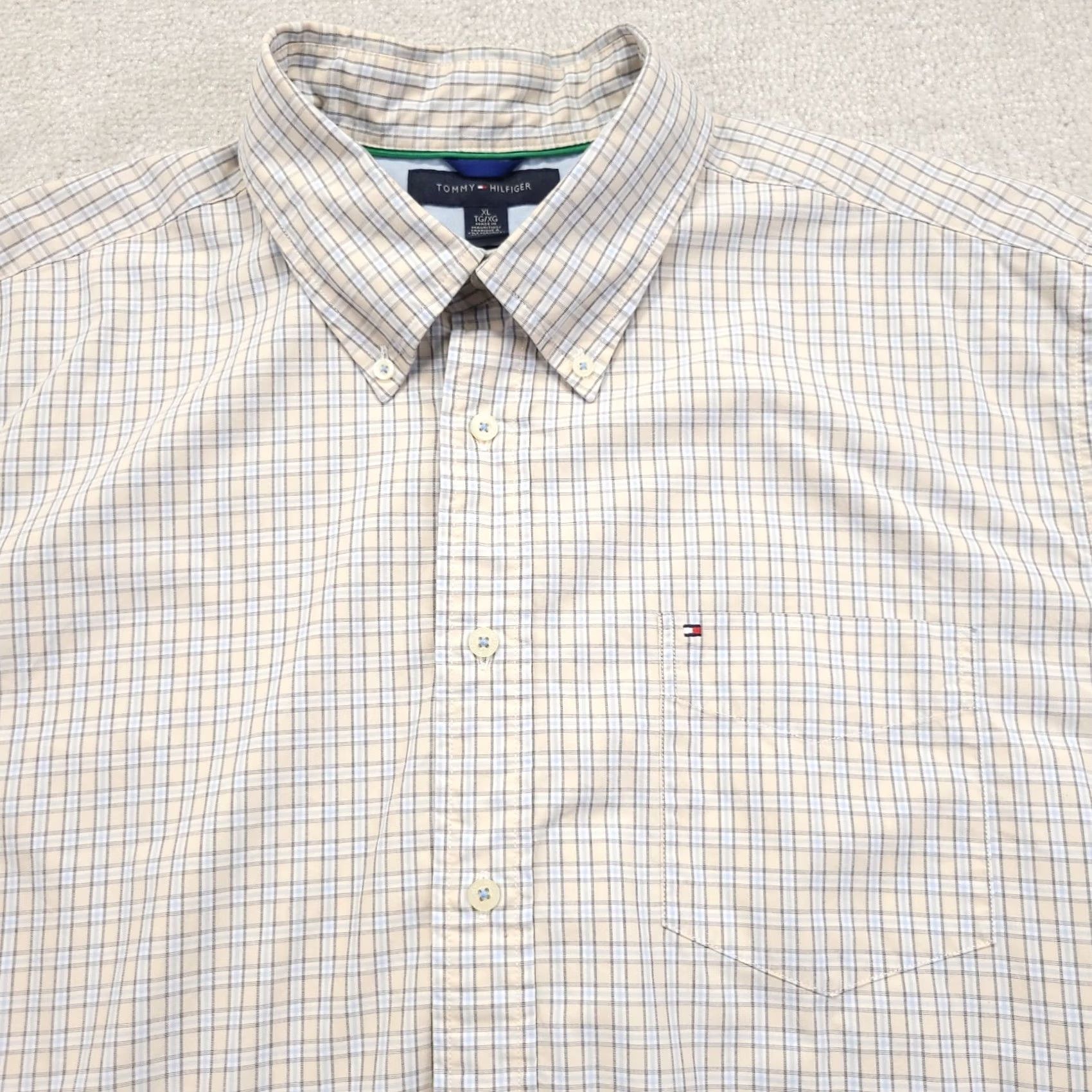Tommy Hilfiger Tommy Hilfiger Button-Up Shirt Adult XL Blue Tan Long Sleeve Mens 80s 2 Ply Vintage 90s Plaid Logo Size US XL / EU 56 / 4 - 7 Thumbnail