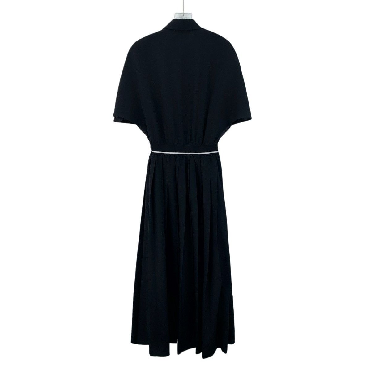Miu Miu MiuMiu Black Logo Lapel Short Sleeve Pleated Dress K26WX Size S / US 4 / IT 40 - 2 Thumbnail