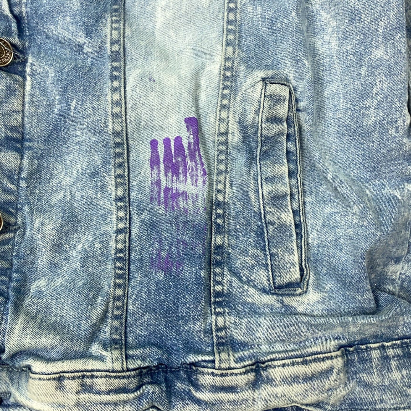 Vintage Brooklyn State Denim Trucker Jacket Mens 2XL Blue Denim Solid Distressed Paint Splatter Casual Wearers Mens Size US XXL / EU 58 / 5 - 7 Thumbnail