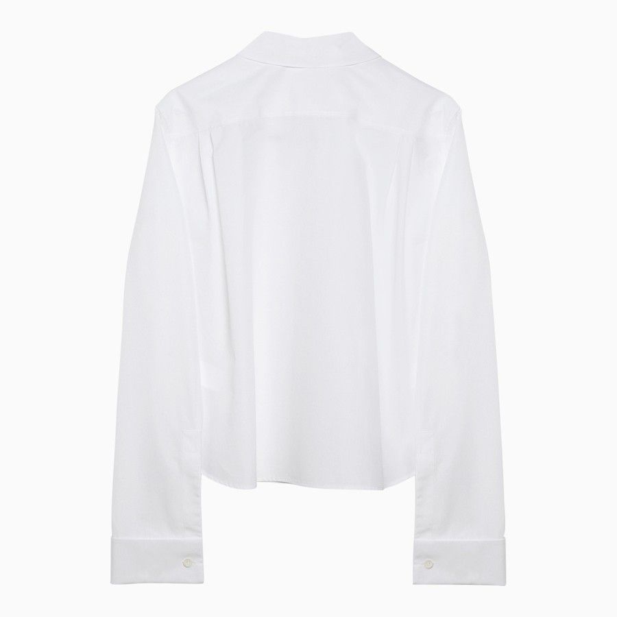 Loewe o1d2blof0824 Pleated Cotton Shirt in White Size S / US 4 / IT 40 - 2 Thumbnail