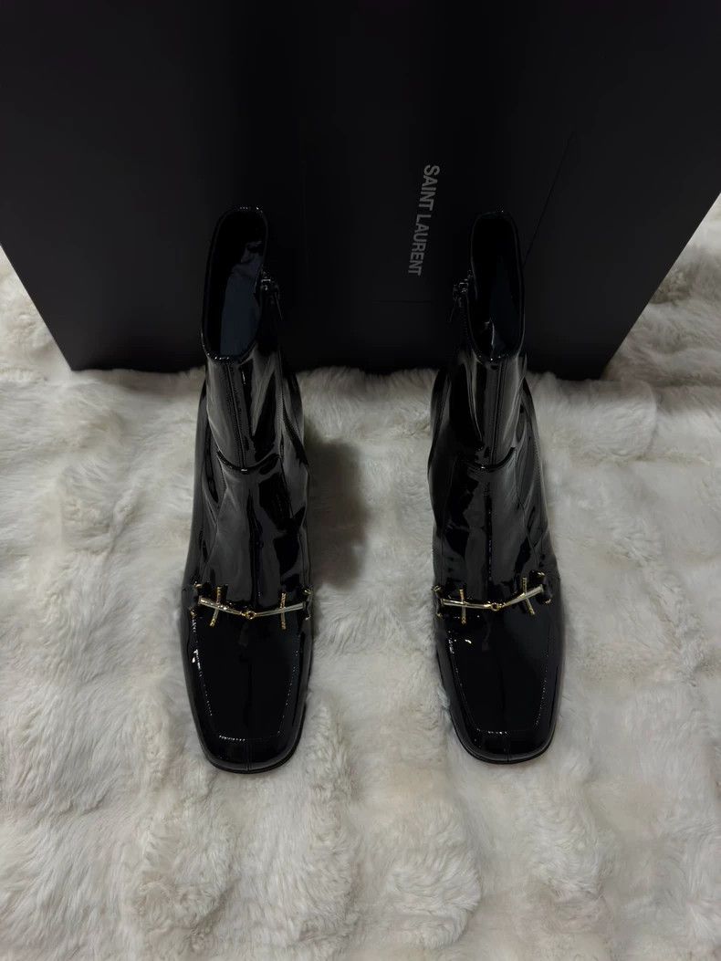 Saint Laurent Paris Saint Laurent Paris Black gold men's boots leather boots Size US 9 / EU 42 - 6 Thumbnail
