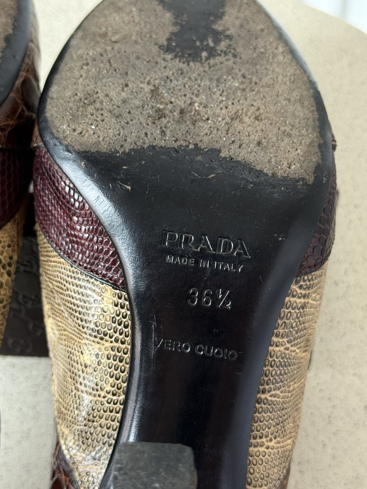 Prada Prada Burgundy Brown Reptile Embossed Leather Pumps Heels Size US 6.5 / IT 36.5 - 9 Thumbnail