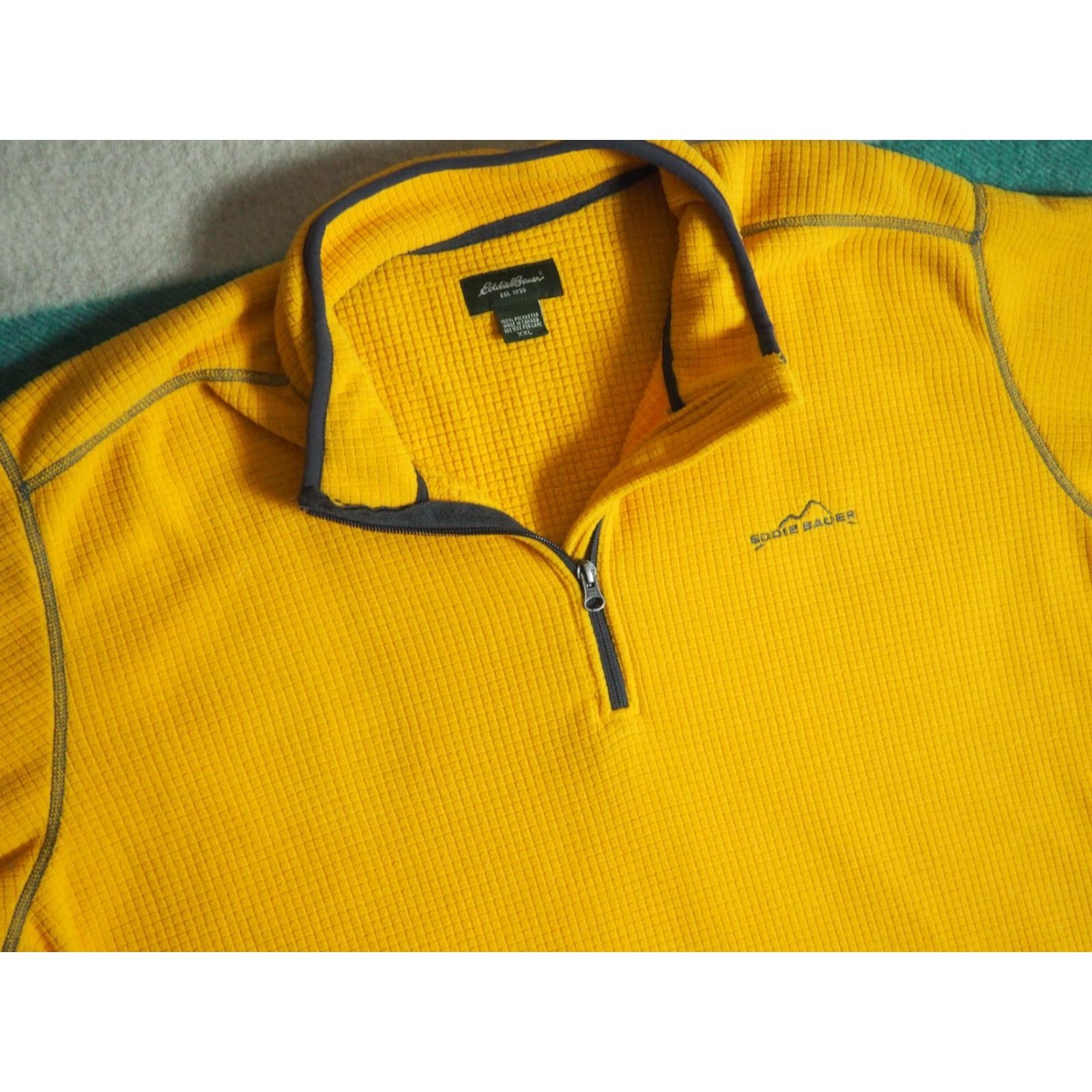 Eddie Bauer VINTAGE Eddie Bauer Jacket 1/4 Zip Fleece Mens 2XL Yellow 2000s Y2k Outdoor Hiking Grid Pullover Size US XXL / EU 58 / 5 - 3 Thumbnail