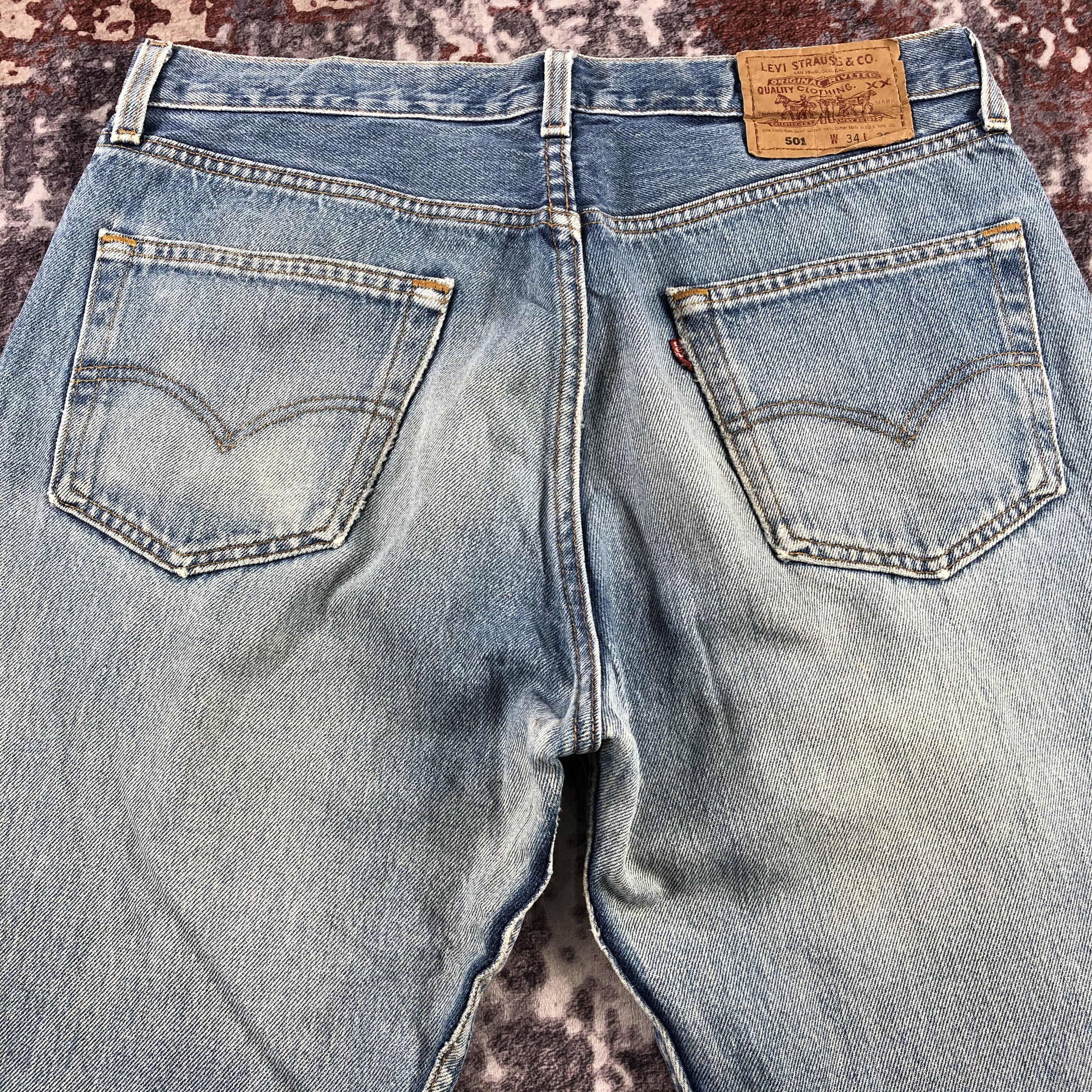 Levi's Vintage 90s Blue Wash Levis 501 Jeans-JM2934 Size US 33 - 5 Thumbnail