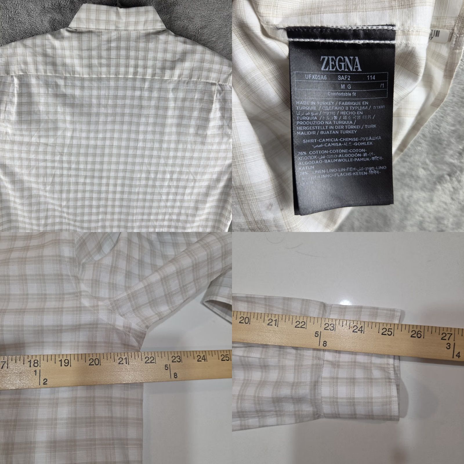 Z Zegna Zegna Shirt Mens Medium Blue Plaid Centoquaranta Twill Linen Blend Button Down Size US M / EU 48-50 / 2 - 8 Thumbnail