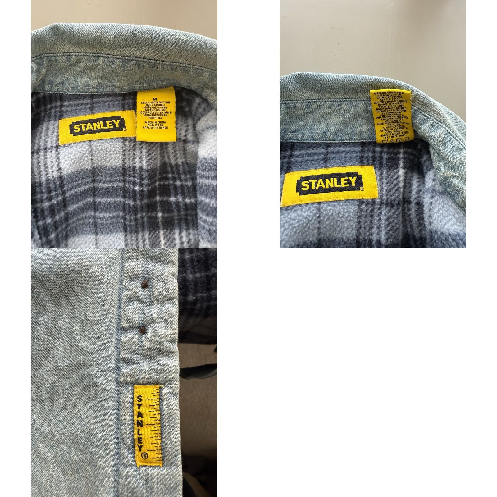 Vintage VINTAGE Stanley Denim Jacket Mens M Flannel Lined Jean Shacket Chore Size US 31 - 8 Thumbnail