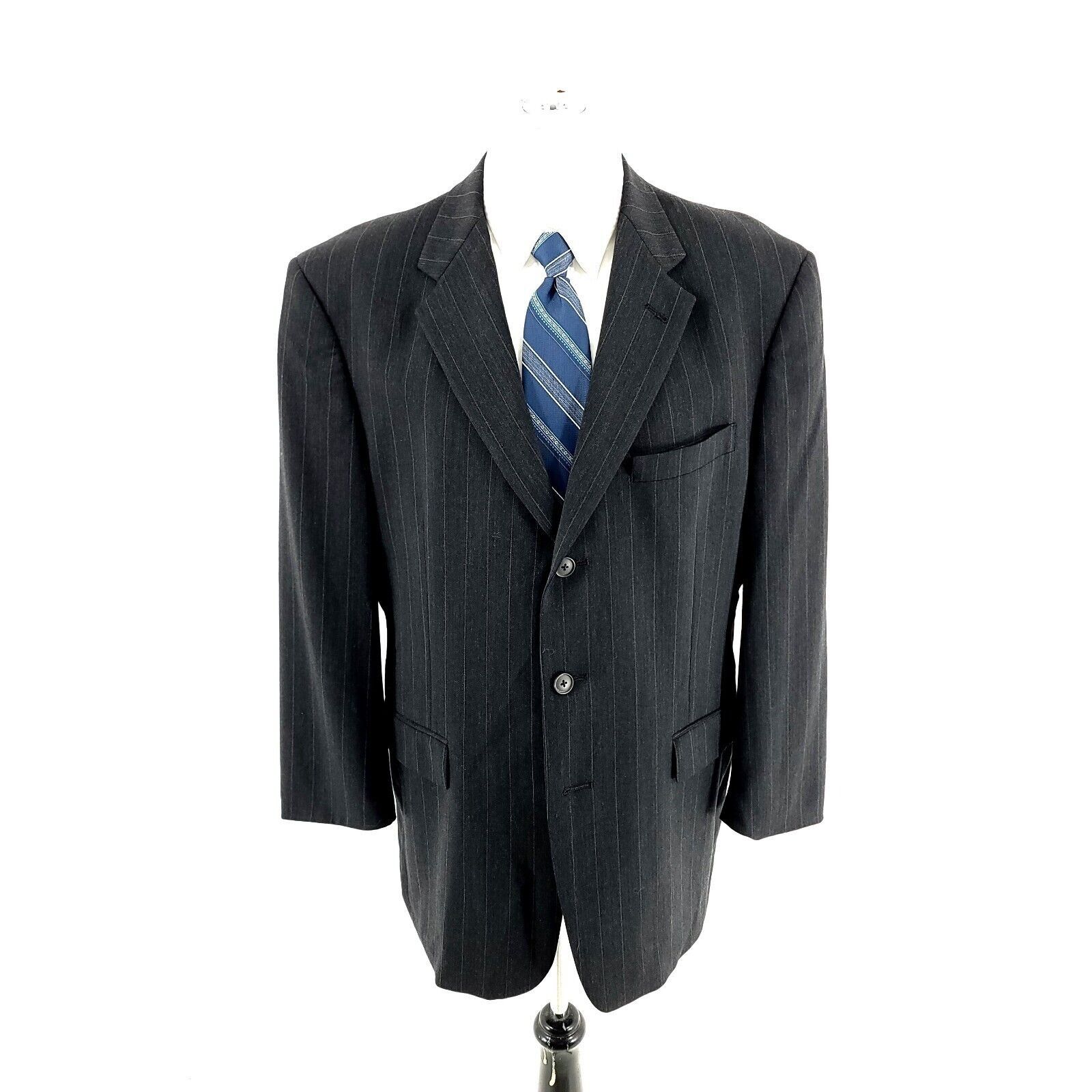 Austin Reed Austin Reed Wool 3 Button 2 Piece Suit 42R Gray Striped 34/2 Size 42R - 4 Thumbnail