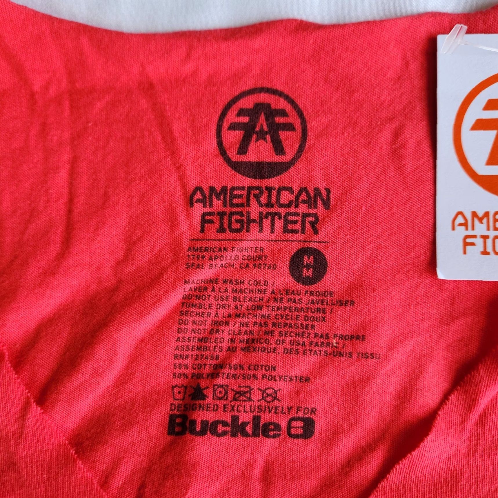 Vintage American Fighter By Affliction Mitchell Women's L Red V-Neck Graphic T-Shirt MMA Gymwear Athletic Biker Tee Optic Size L / US 10 / IT 46 - 5 Thumbnail