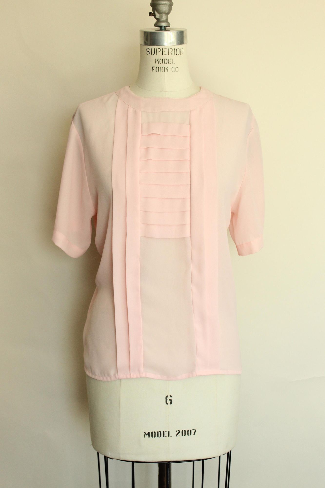 Vintage Vintage 1980s 1990s Blouse, Laura & Jayne Pink Pleated Shirt Size S / US 4 / IT 40 - 2 Thumbnail