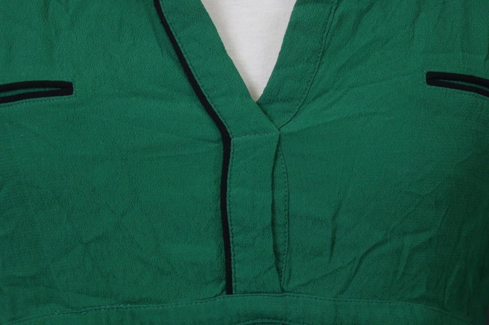 Wilkes Bashford Ba&sh Green Pleated Black Piping 3/4 Tunic Dress Size 1 Size M / US 6-8 / IT 42-44 - 4 Thumbnail