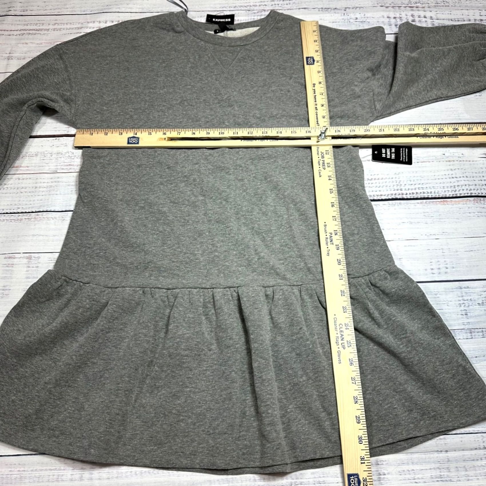 Express Express Womens Long Sleeve Tunic Shirt XS Gray New Size XS / US 0-2 / IT 36-38 - 2 Thumbnail