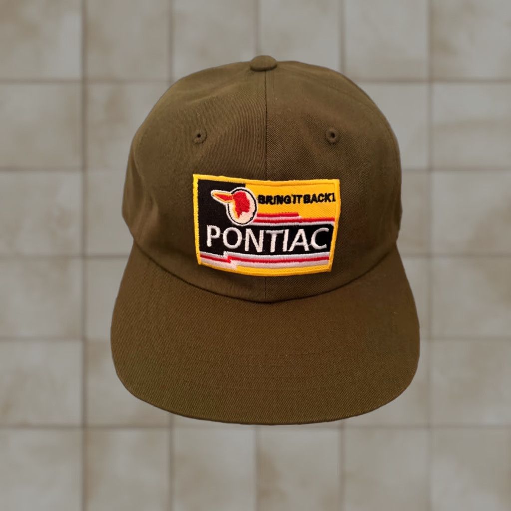 Vintage VINTAGE Pontiac Adjustable Leather Strapback Hat Cap Rare Bring it Back Green Hat Cap Adjustable Unisex Adults Mens Green Motorsports Size ONE SIZE - 1 Thumbnail
