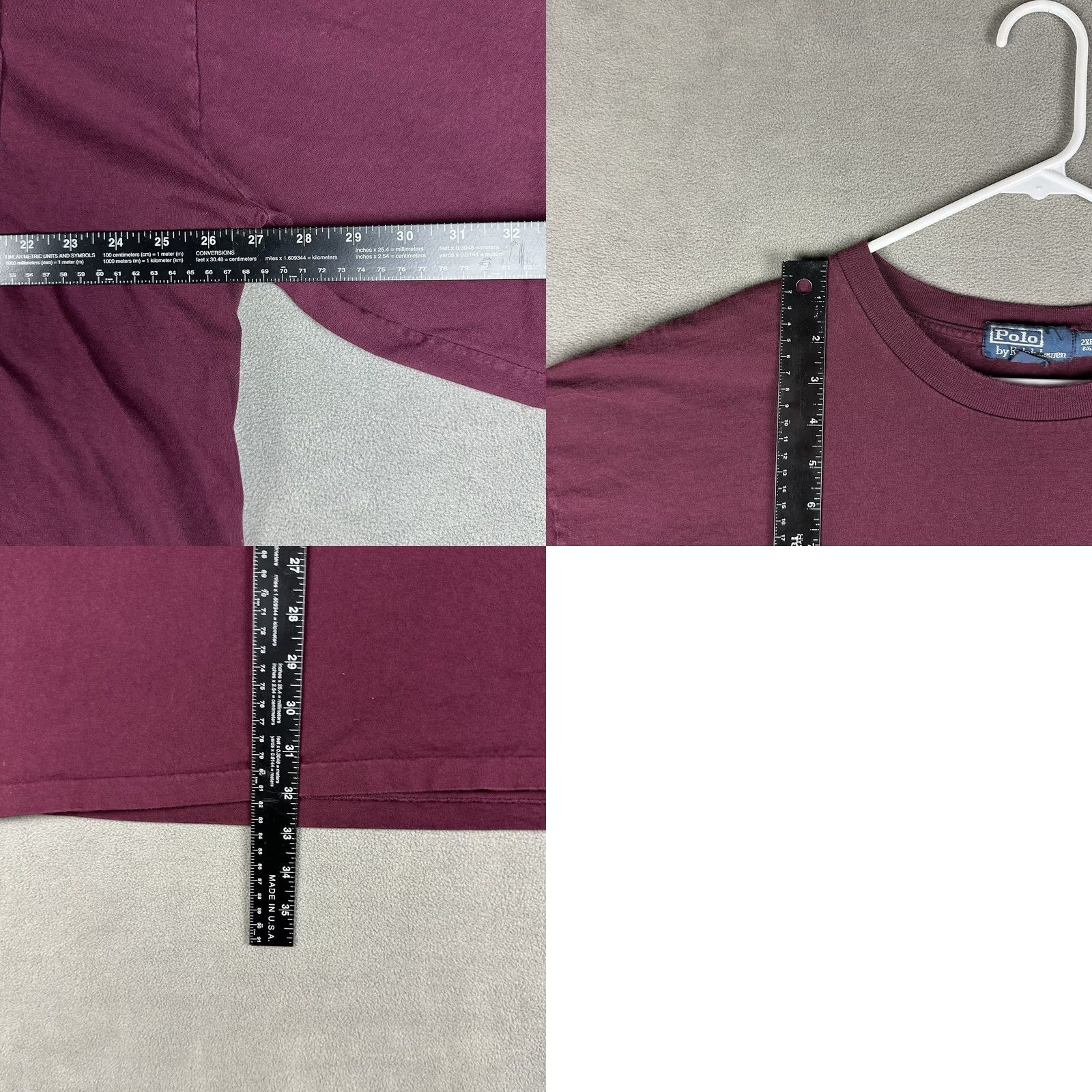 Polo Ralph Lauren Polo Ralph Lauren Shirt Mens 2XB BIG Maroon Red Long Sleeve Pocket Tee EUC Size US XXL / EU 58 / 5 - 8 Thumbnail