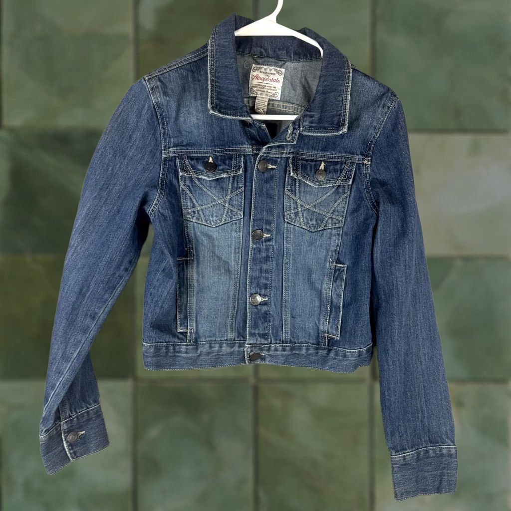 Aeropostale Aeropostale Denim Jacket Womens Medium Blue Button Front Pockets Jean Trucker Size 32" / US 10 / IT 46 - 1 Thumbnail
