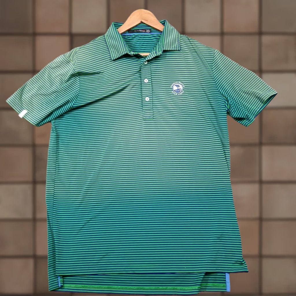 RLX Ralph Lauren RLX Ralph Lauren Polo Shirt Mens L Green Blue Stripe Pebble Beach Golf 1919 Shirt Short Sleeve Polo Mens Green Size US L / EU 52-54 / 3 - 1 Thumbnail
