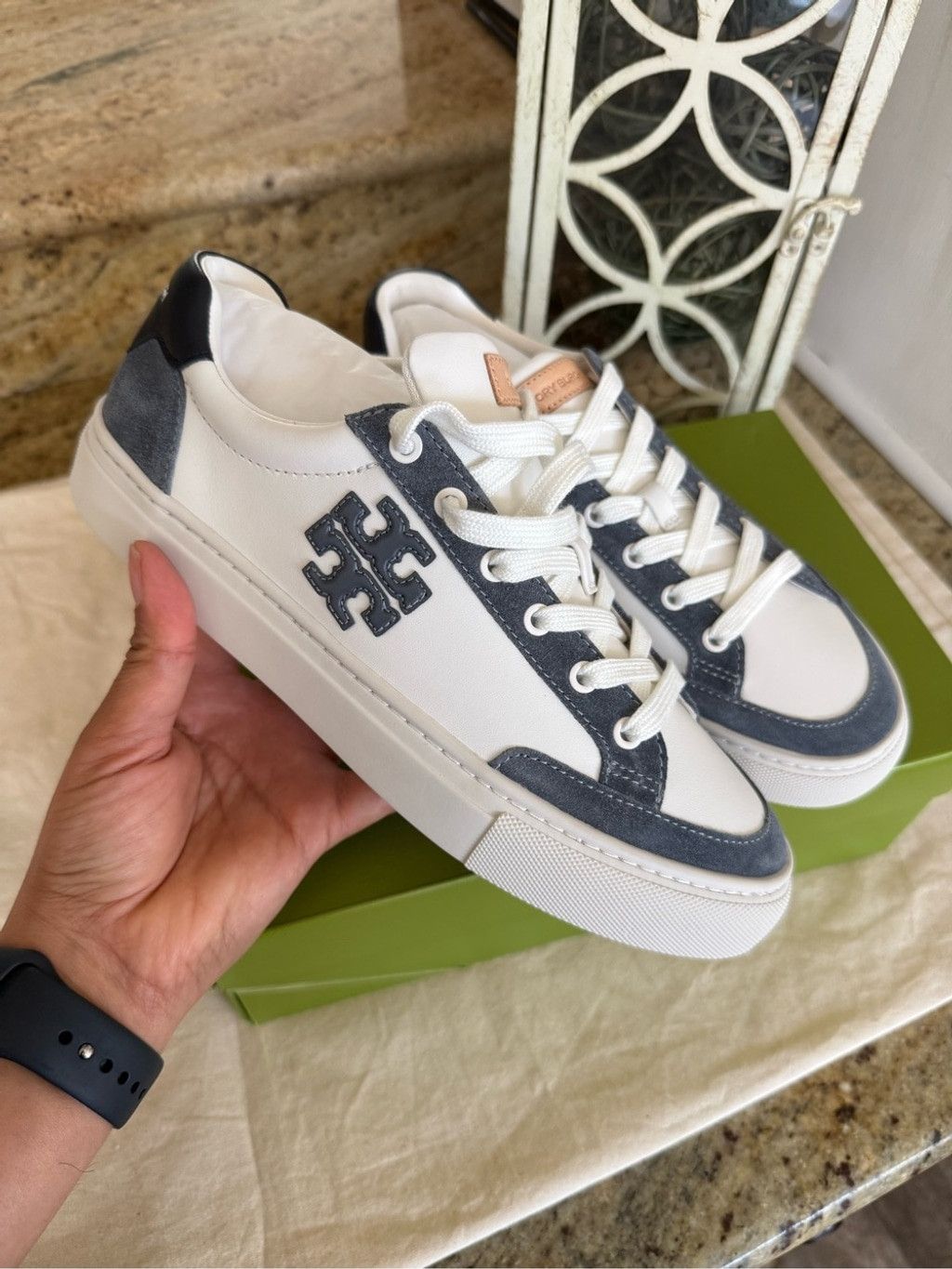 Tory Burch New Tory Burch COLOR BLOCK SNEAKER. BARI NAPPA 1.2-1.4MM PER Size US 7.5 / IT 37.5 - 2 Thumbnail