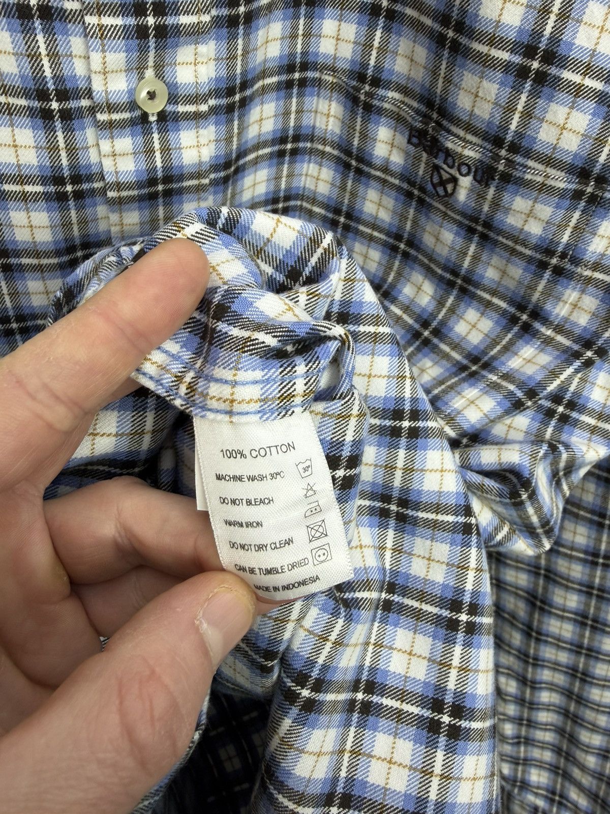Barbour Barbour Regular Fit Plaid Shirt Blue Check Cotton Size M Size US M / EU 48-50 / 2 - 6 Thumbnail