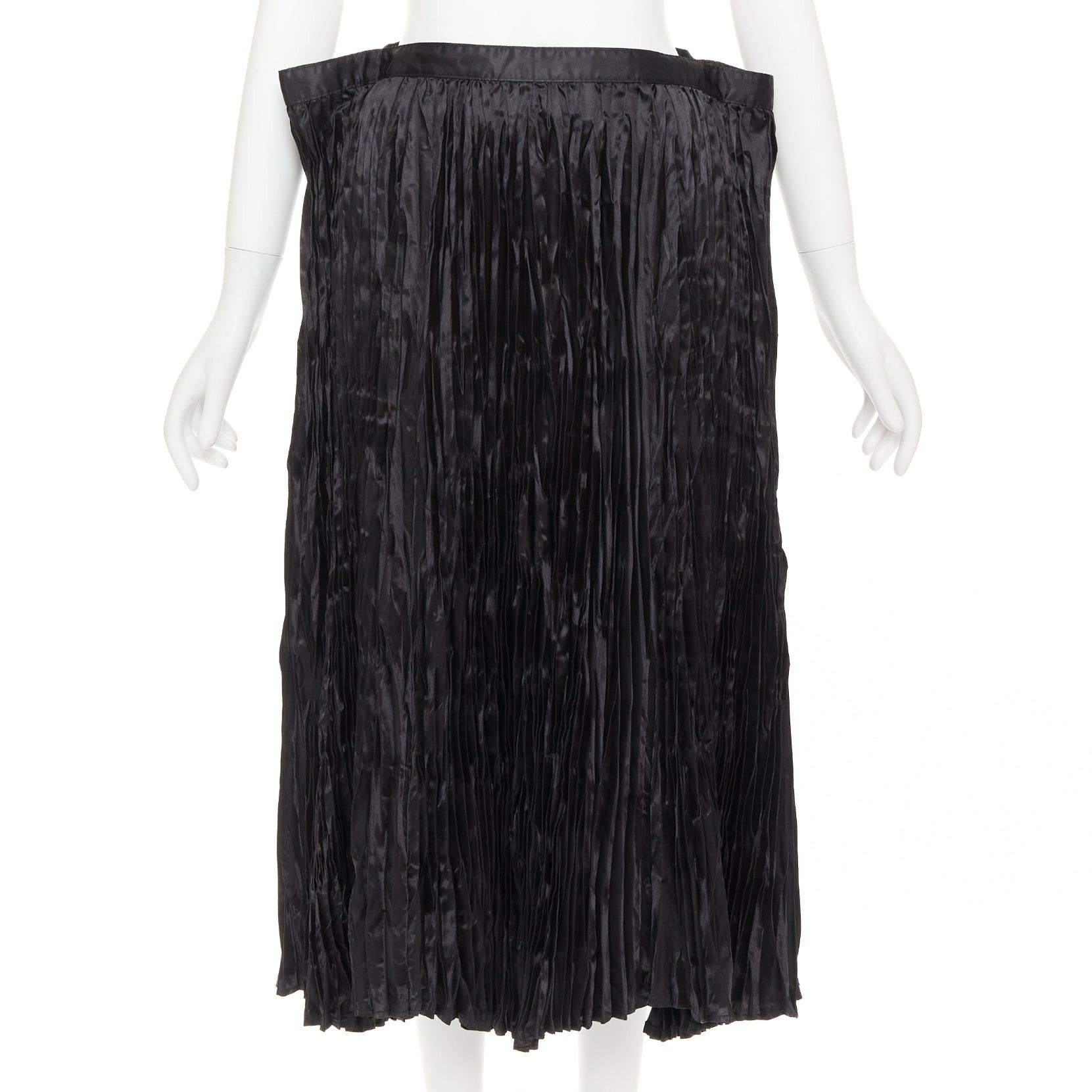 Junya Watanabe JUNYA WATANABE 2018 black plisse extended constructed waistline midi skirt XS Size 26" / US 2 / IT 38 - 1 Thumbnail