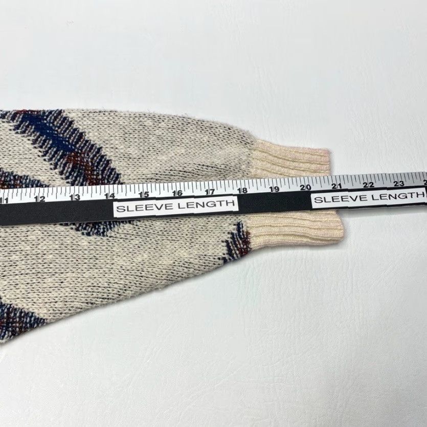 VINTAGE London Fog Sweater Mens XL Geometric Knit Pullover Crew Neck Multicolor 90s London Big Ben Ribbed Hem Cuffs USA Made Mens