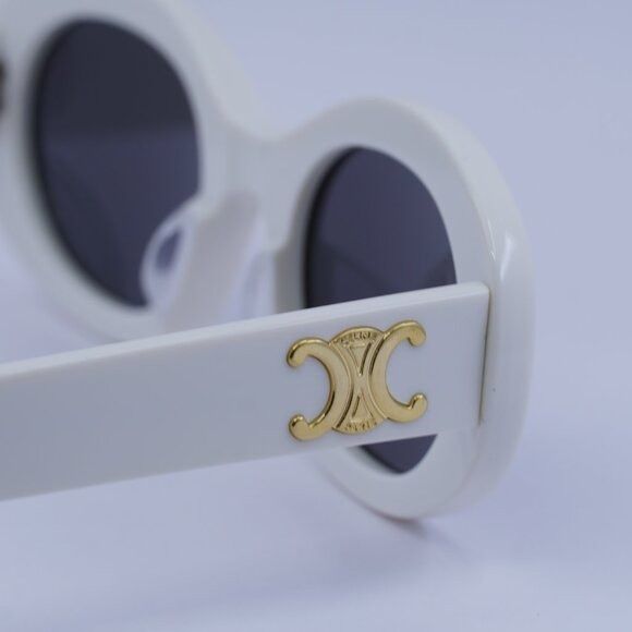 Celine Celine CL40194U 25A Sunglasses Ivory Oval Frame, Smoke Size ONE SIZE - 7 Thumbnail