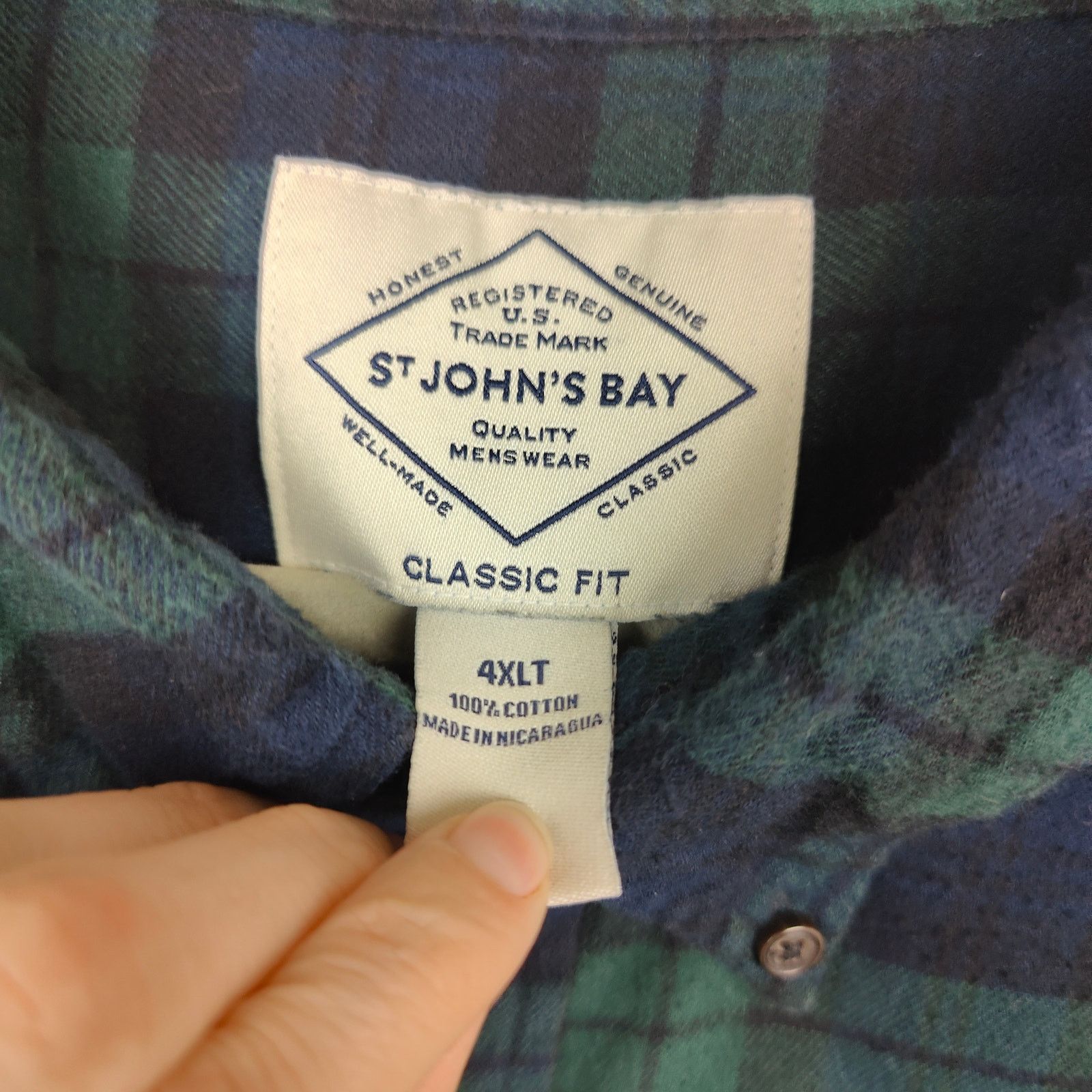 St. Johns Bay St Johns Bay Shirt Mens 4XLT Tall Green Blue Plaid Flannel Size US XXL / EU 58 / 5 - 4 Thumbnail