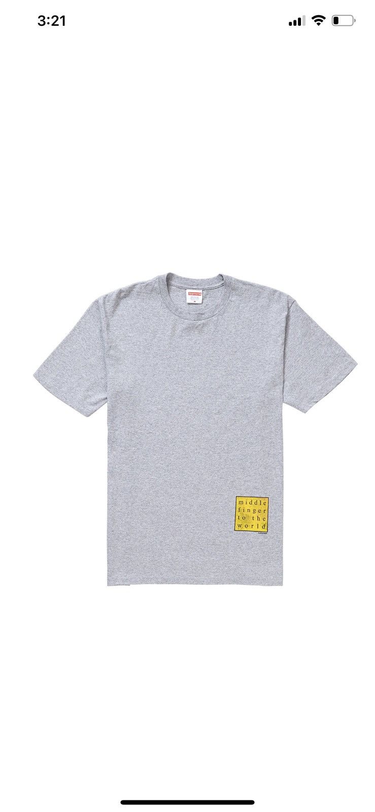 Supreme Supreme Middle Finger To The World Tee Heather Grey Size M Size US M / EU 48-50 / 2 - 3 Thumbnail