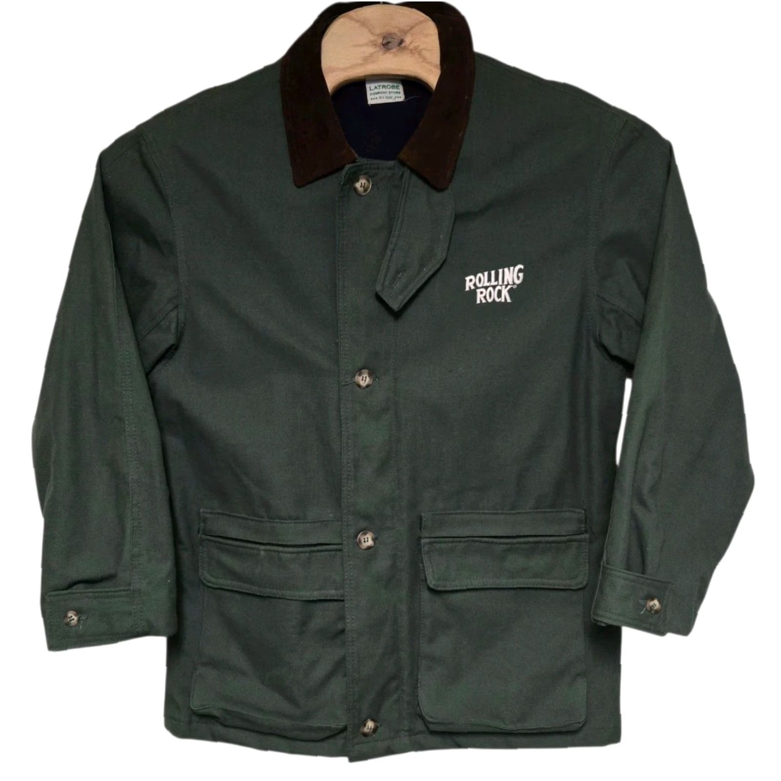 Vintage VINTAGE Latrobe Rolling Rock Chore Jacket Men's L Green Rock Chore Jacket Mens Latrobe Size US L / EU 52-54 / 3 - 2 Thumbnail