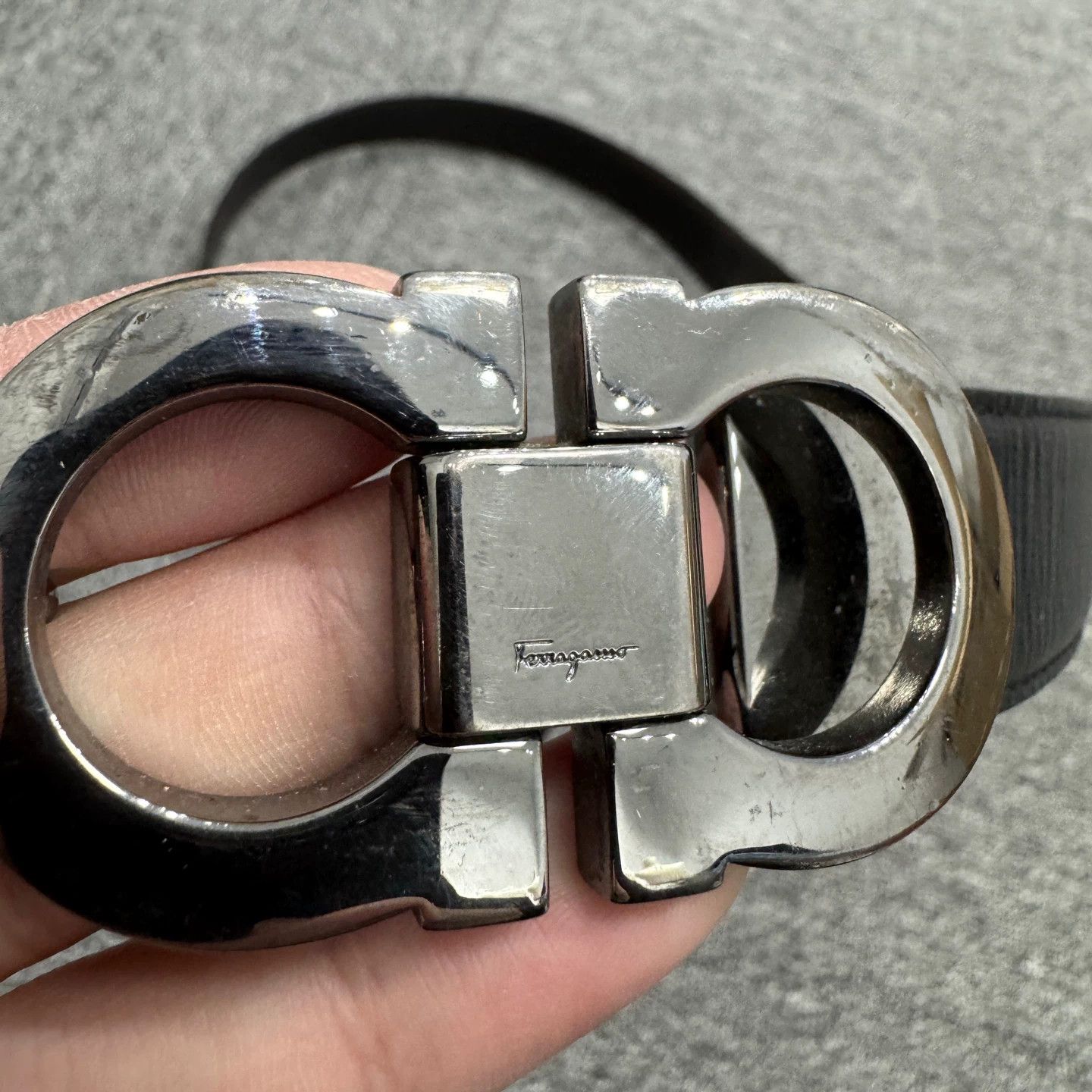 Salvatore Ferragamo SF Double G Buckle Belt 85cm 95 New Cracked Faded Size ONE SIZE - 2 Thumbnail