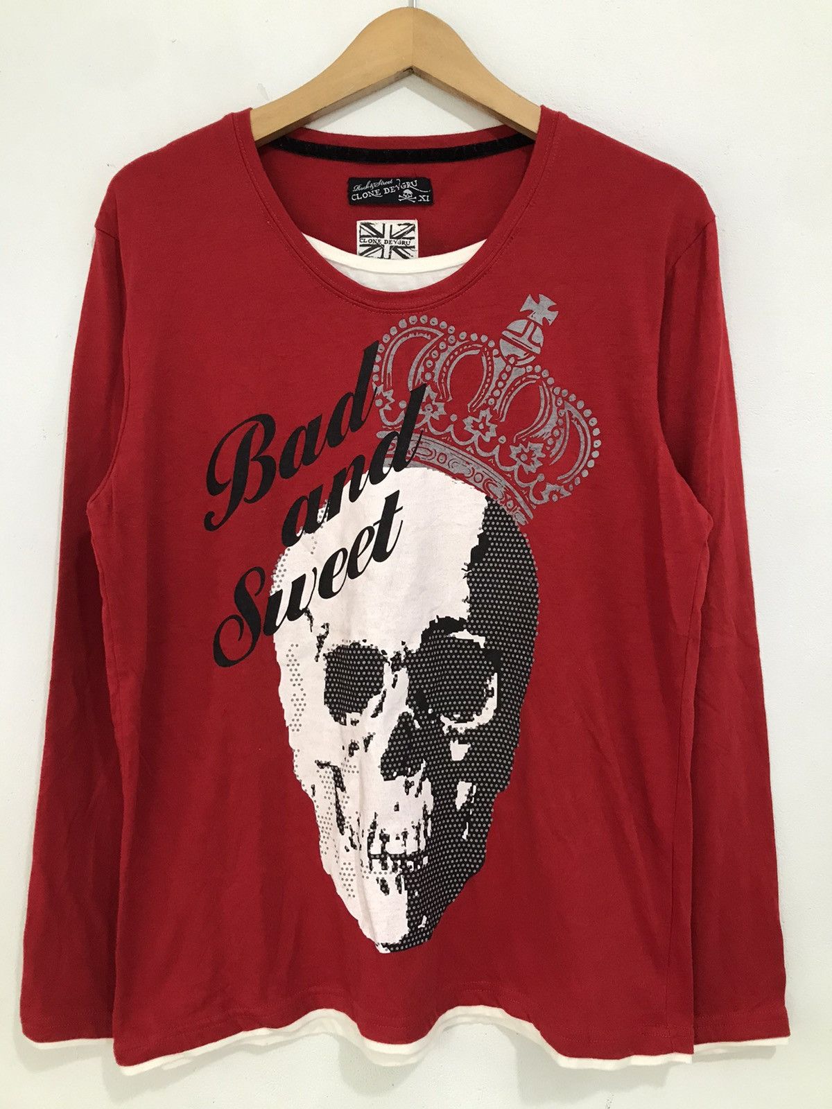 image of 14Th Addiction x Kmrii Clone Devgru Poem Double Layer Longsleeve Gothic Style in Red (Size XL)