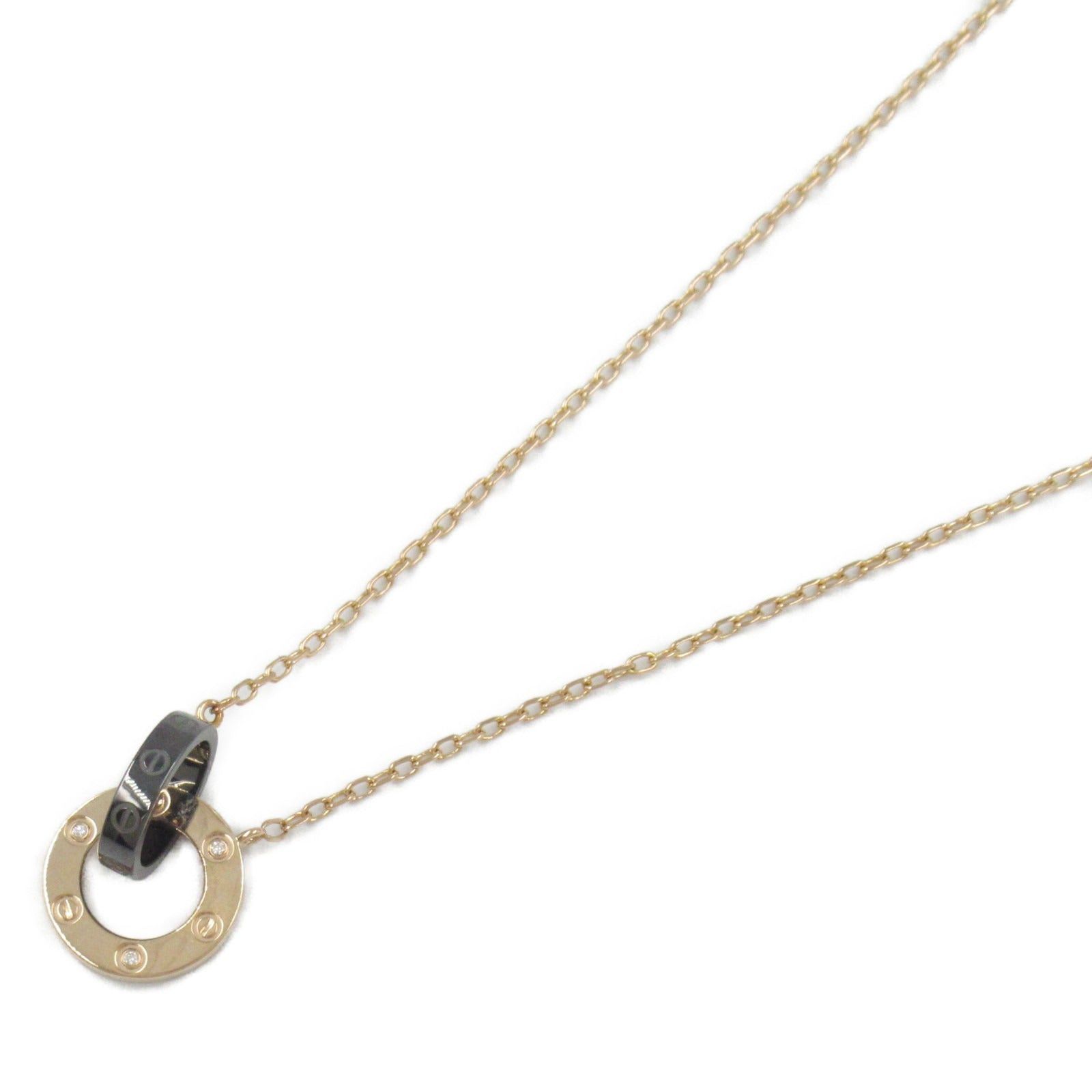 Cartier Love Necklace Diamond Ceramic K18Pg (Pink Gold) Clear