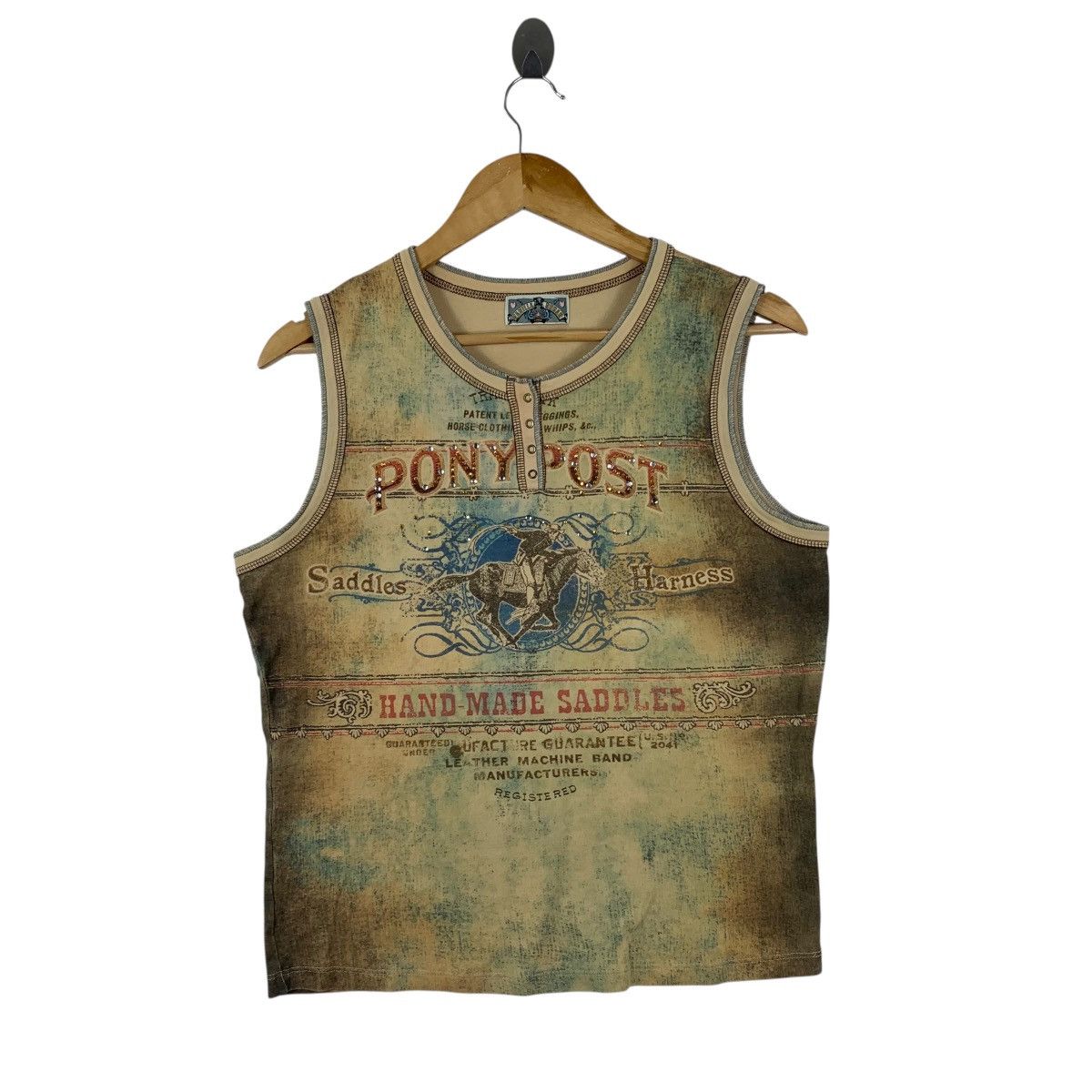 Vintage VANILLA SUGAR Skinny Minnie Cowboy Overprint Gothic Tshirt Size US L / EU 52-54 / 3 - 1 Thumbnail
