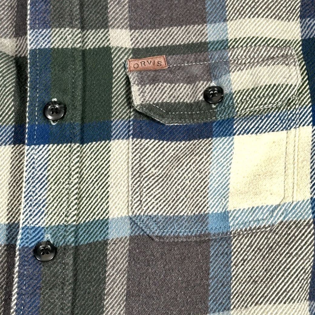Orvis VINTAGE Orvis Jacket Shirt Adult MEDIUM White Blue Grey Plaid Flannel Cotton Heavyweight Size US M / EU 48-50 / 2 - 5 Thumbnail
