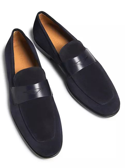 Salvatore Ferragamo o1s1rm0924 Suede Penny Loafers in Navy Blue Size US 11.5 / EU 44-45 - 4 Thumbnail
