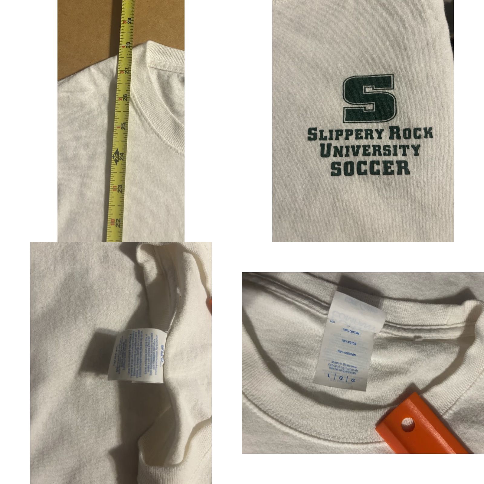 Port & Company VINTAGE Slippery Rock University Soccer Tee Shirt Adult Large White Short Sleeve Port & Company Shirt Mens Women Girls Boys? Size US L / EU 52-54 / 3 - 9 Thumbnail