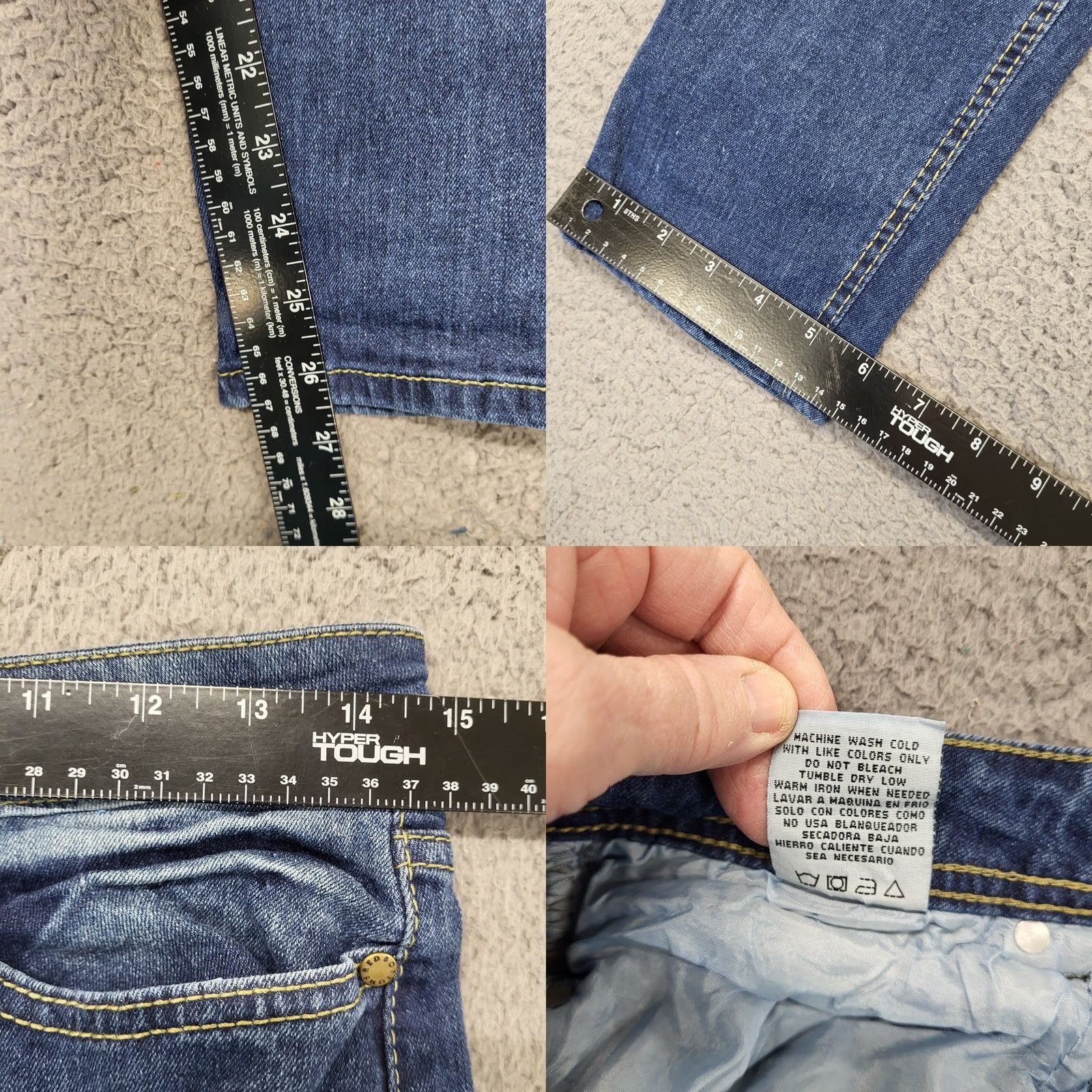 Denime Red Bottom Jeans Women 7/28 Denim Blue Skinny Mid Rise Distressed Hooks Zipper 5-Pocket Denim Cotton Spandex Rayon Regular Jeans Size 28" / US 6 / IT 42 - 8 Thumbnail