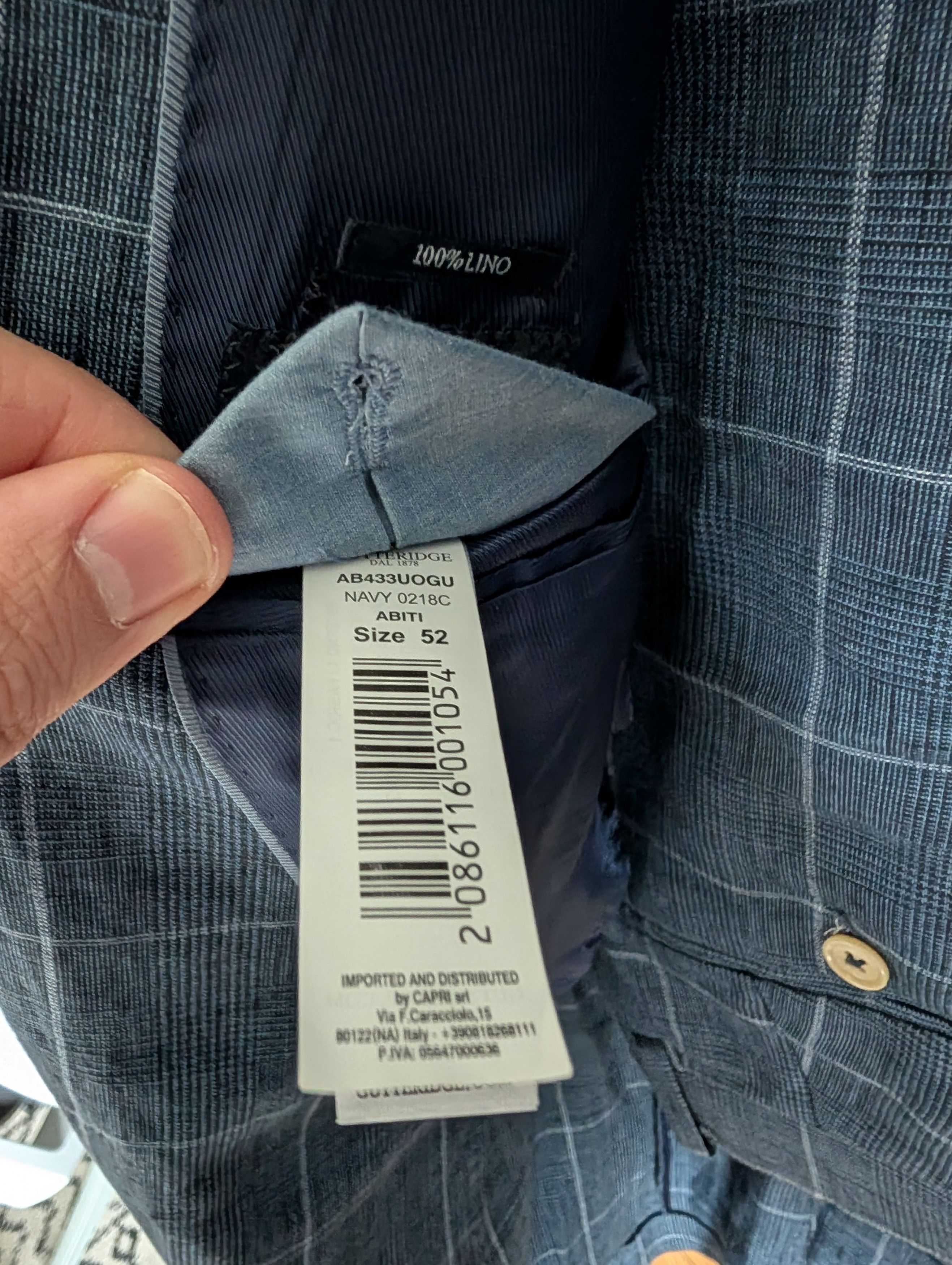 Other Italian Pure Linen Blue Windowpane Suit - Gutteridge 1878 Size 42R - 3 Thumbnail