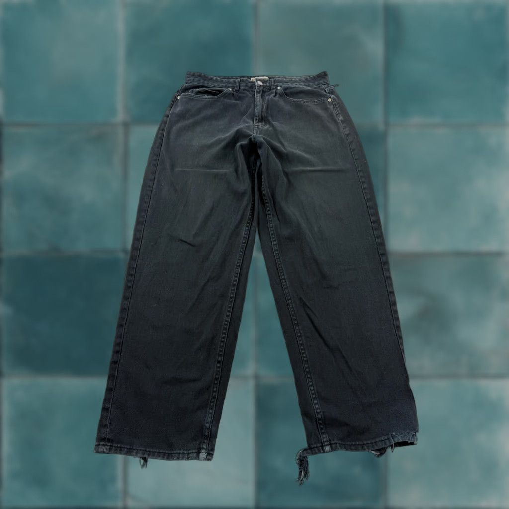 Denime Gromer Jeans Mens 32x30 Black Wide-Leg Relaxed Fit Distressed Denim Dark Wash Size US 32 / EU 48 - 1 Thumbnail