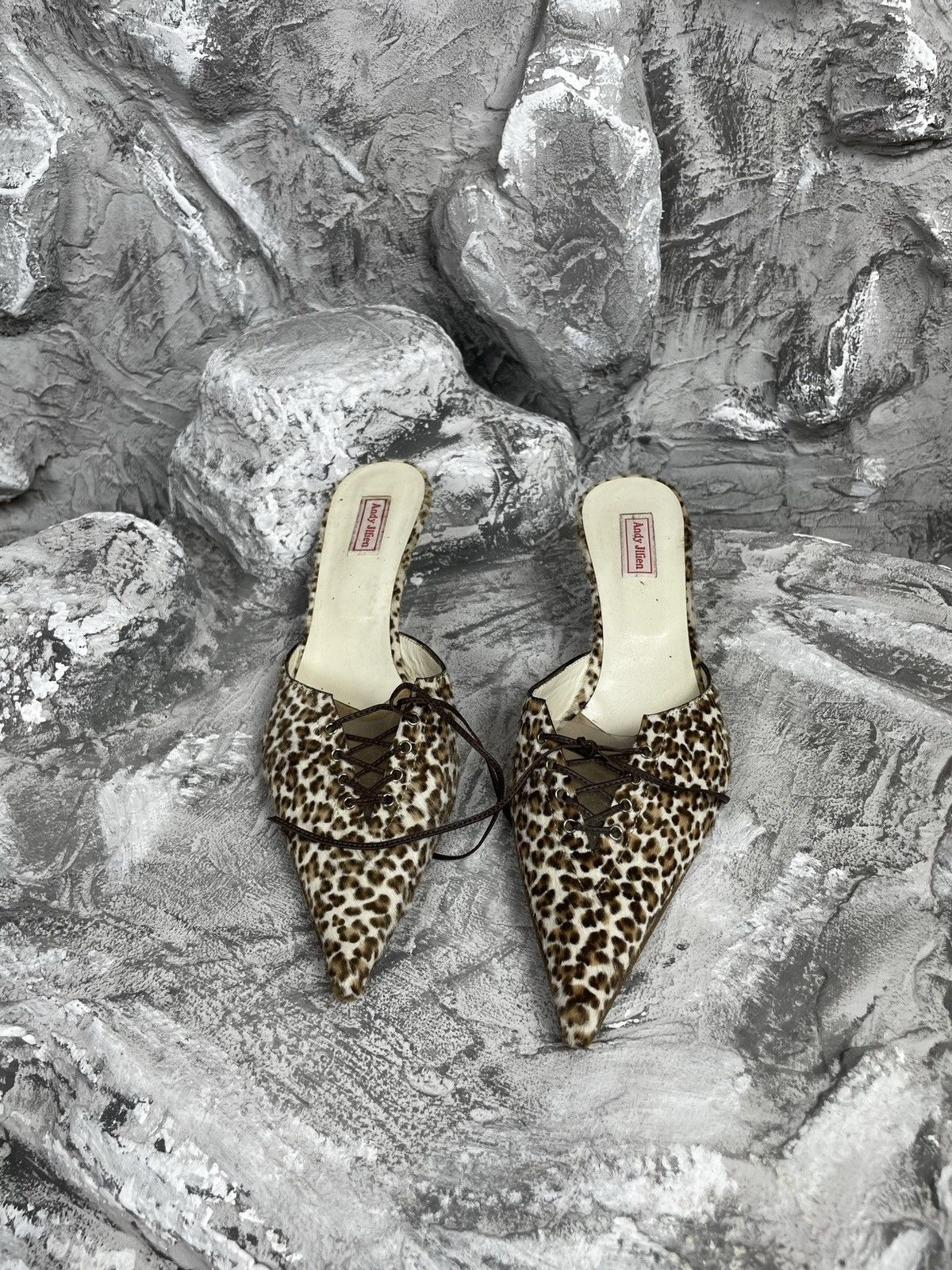 Designer Pile Leopard Winklepickers Mules Heels Prada Style Size US 9 / IT 39 - 5 Thumbnail