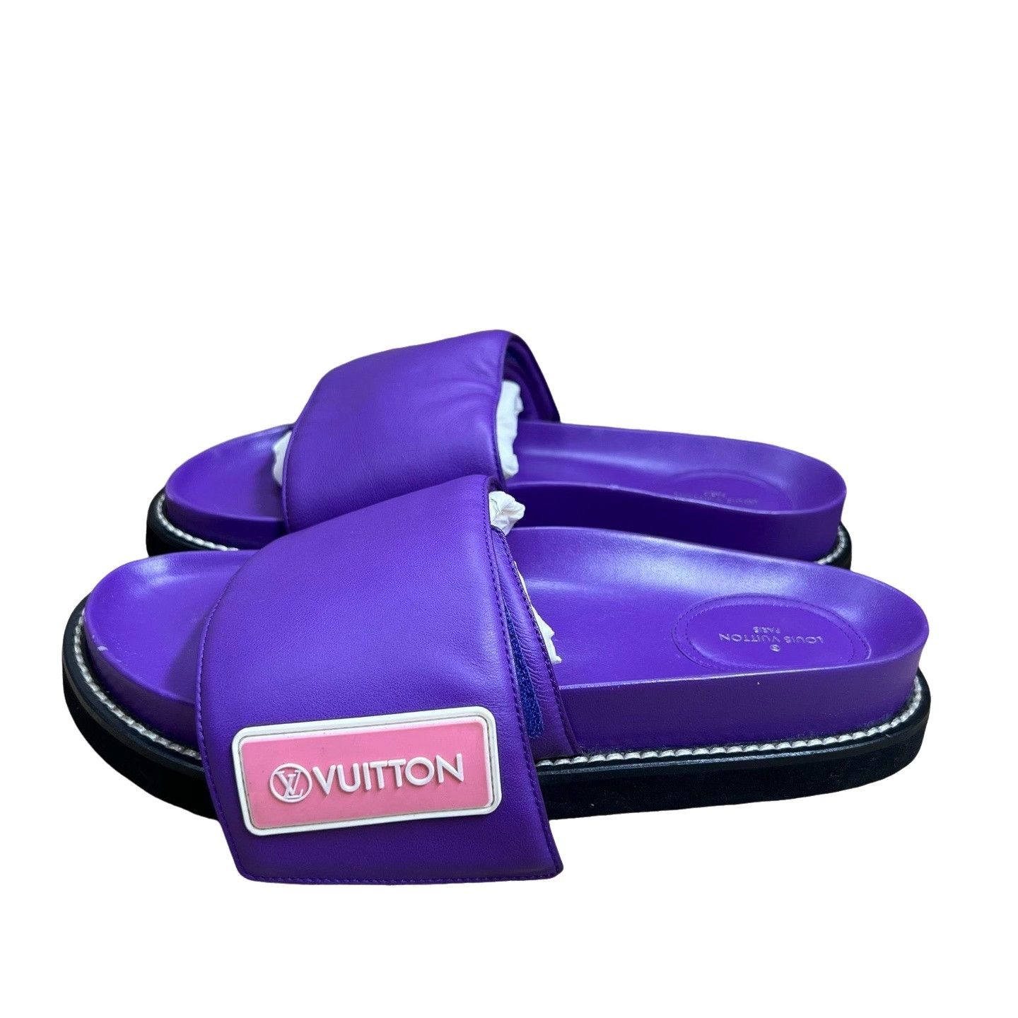 Louis Vuitton Louis Vuitton Comfort Purple Logo Slides IT 39 Size US 9 / IT 39 - 1 Thumbnail