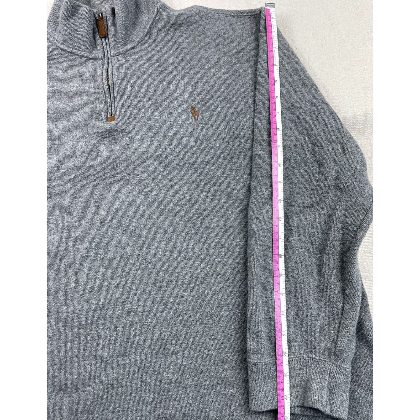 Polo Ralph Lauren Polo Ralph Lauren Sweater XL 1/4 Zip Mock Neck Men Pullover Knit Gray Pony Size US XL / EU 56 / 4 - 5 Thumbnail
