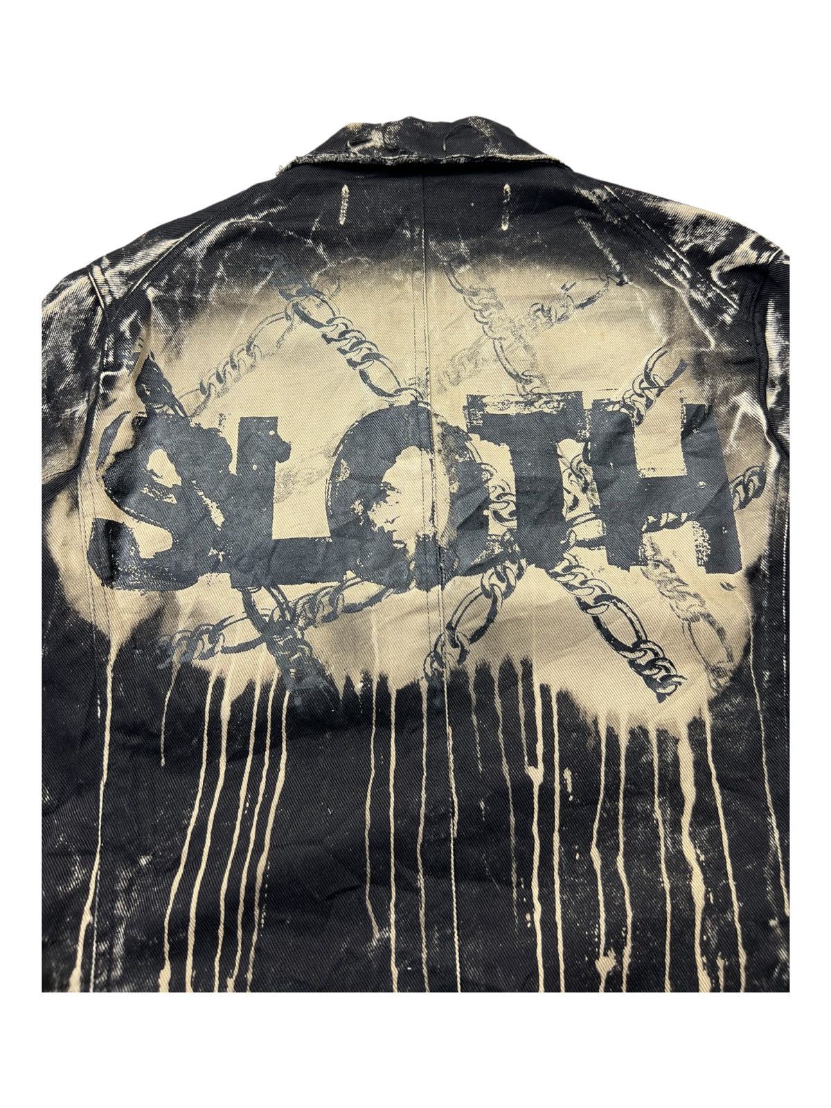 If Six Was Nine H. Anarchyism Goth Painted "SLOTH" Dripping Button Jacket Size US M / EU 48-50 / 2 - 7 Thumbnail